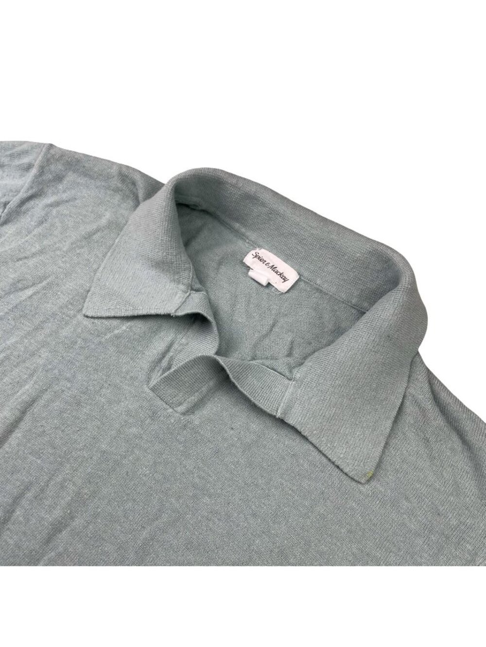 Spier & MacKay Men's Linen/Cotton S/S Johnny Collar Polo Sweater Mint Green • XL